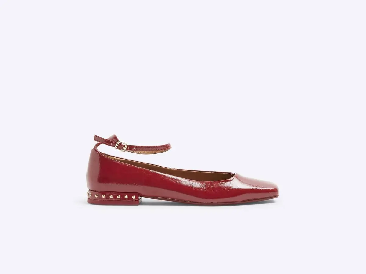 Red Studded Ballet Pumps, €46, River Island