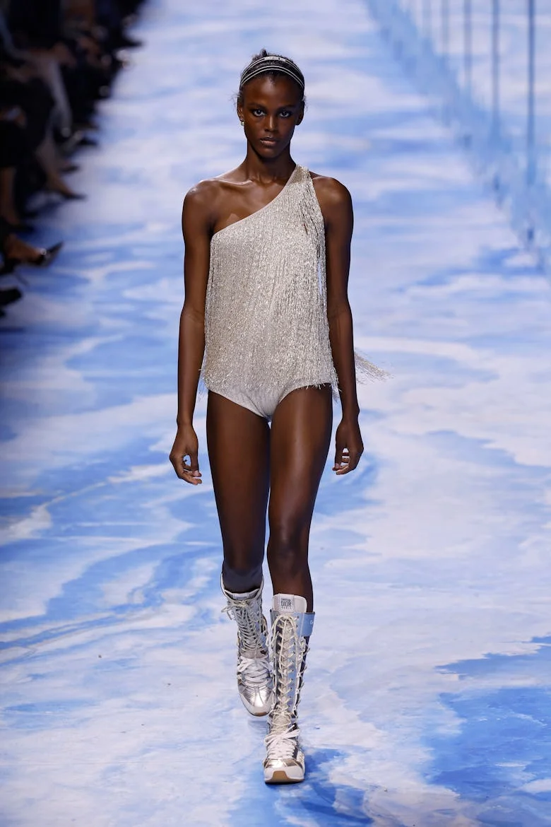 A model walks the runway during the Christian Dior Womenswear Spring-Summer 2025 show as part of Par...