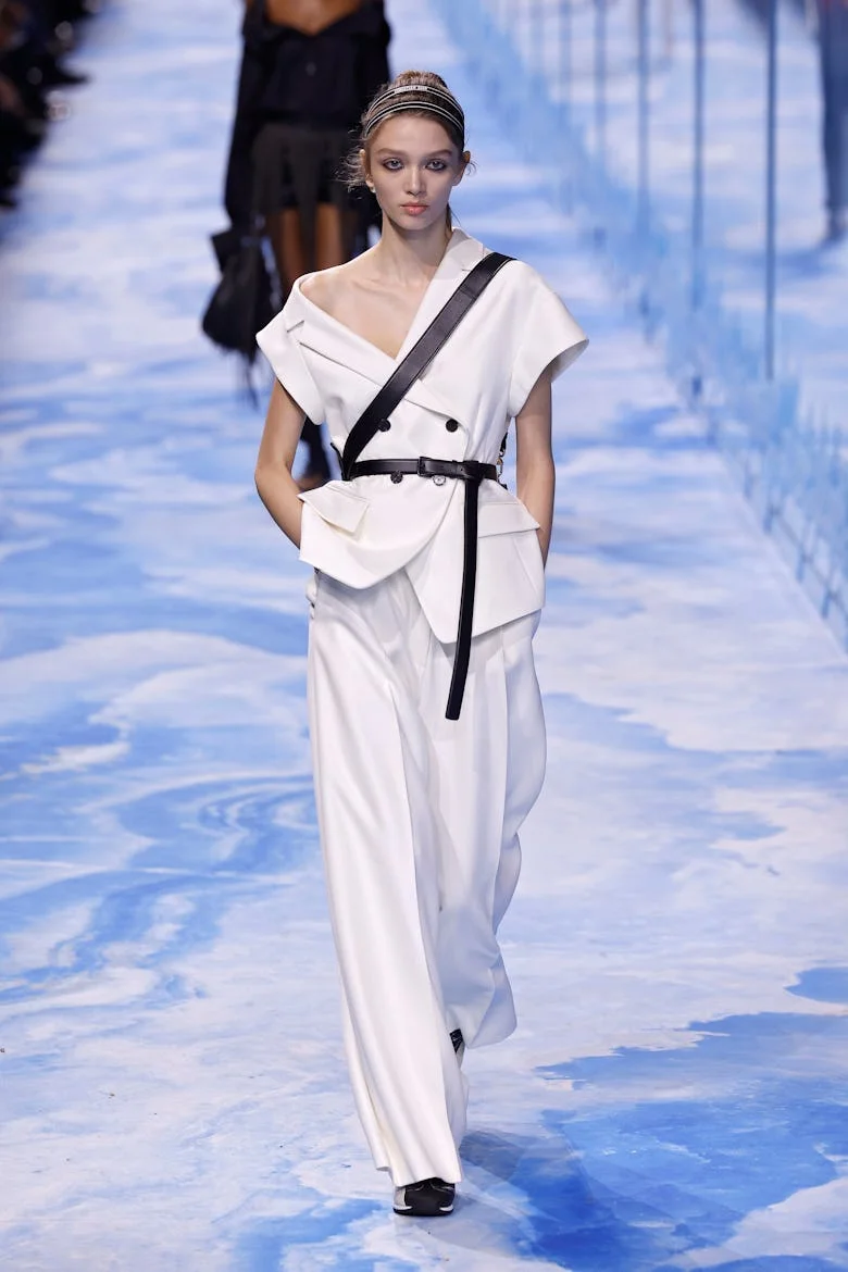 A model walks the runway during the Christian Dior Womenswear Spring-Summer 2025 show as part of Par...