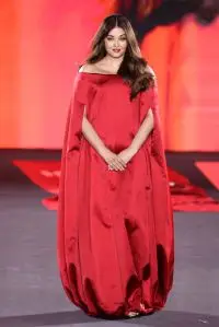 Aishwarya Rai on L'Oréal Paris' Walk Your Worth Runway on Sept. 23 in Paris, fashion week, red trend