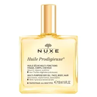 Nuxe, Nuxe Huile Prodigieuse Multi-Purpose Dry Oil - Radiant Glow and Lightweight Hydration for Face, Body & Hair. Nourishes, Repairs and Enhances