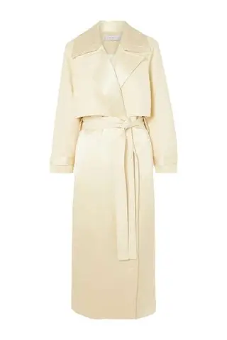 Dina Belted Satin-Twill Trench Coat