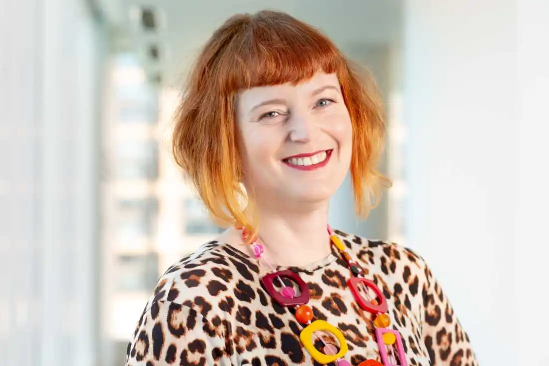 Petra Mayer at NPR headquarters in Washington, D.C., May 21, 2019. (photo by Allison Shelley)