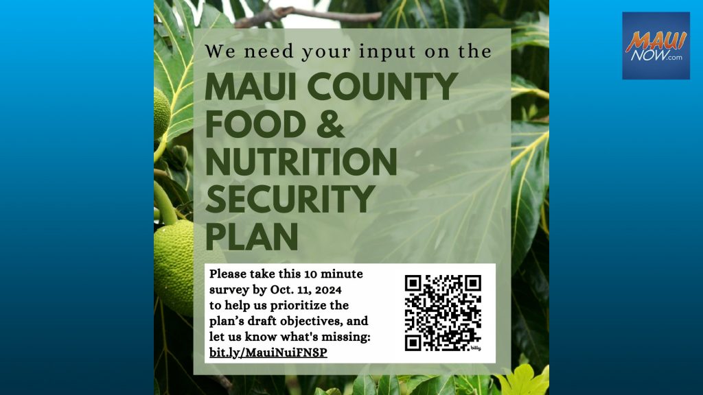 Maui Department of Agriculture seeking input on Food and Nutrition Security Plan