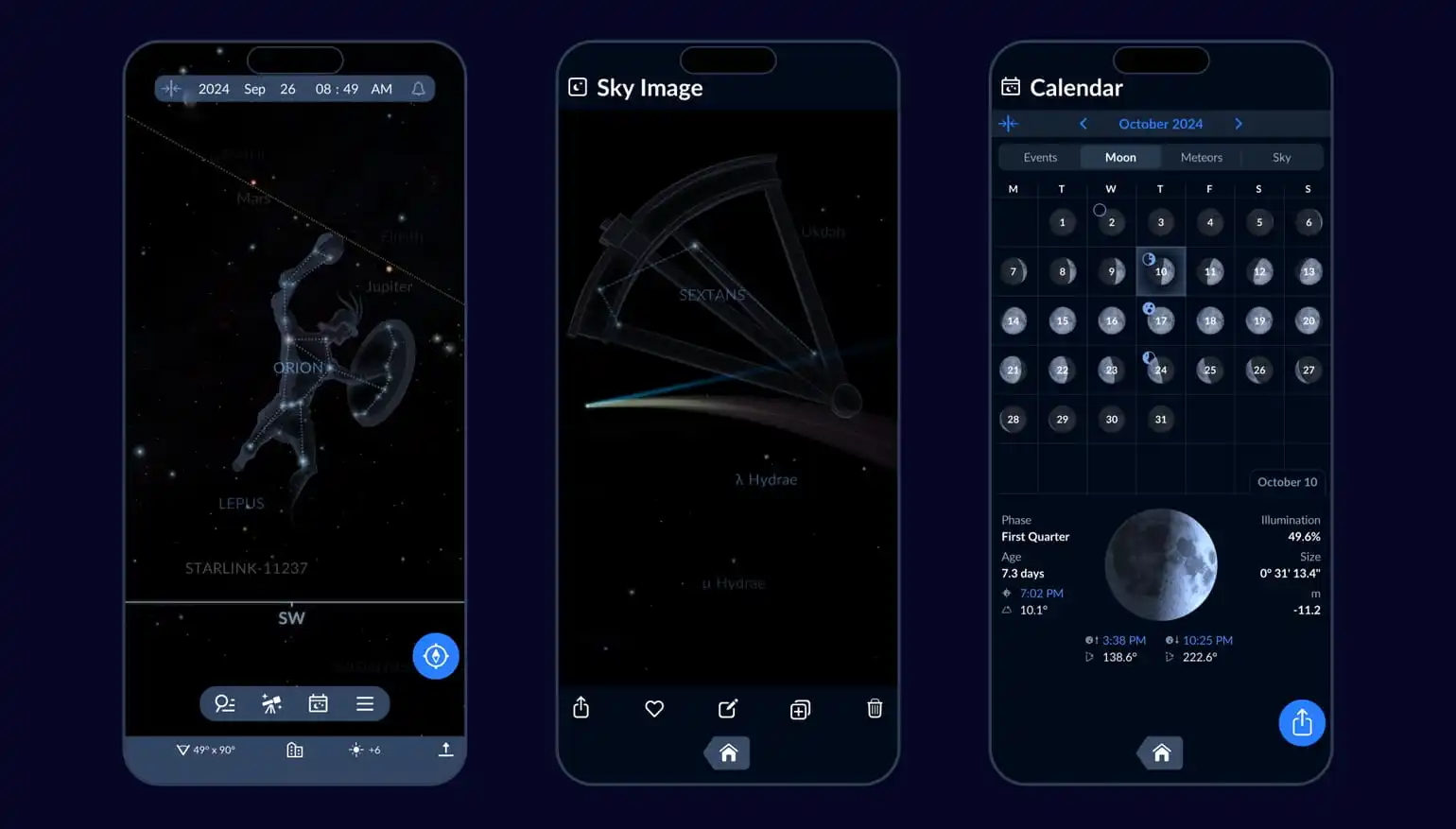 Free astronomy app Sky Tonight