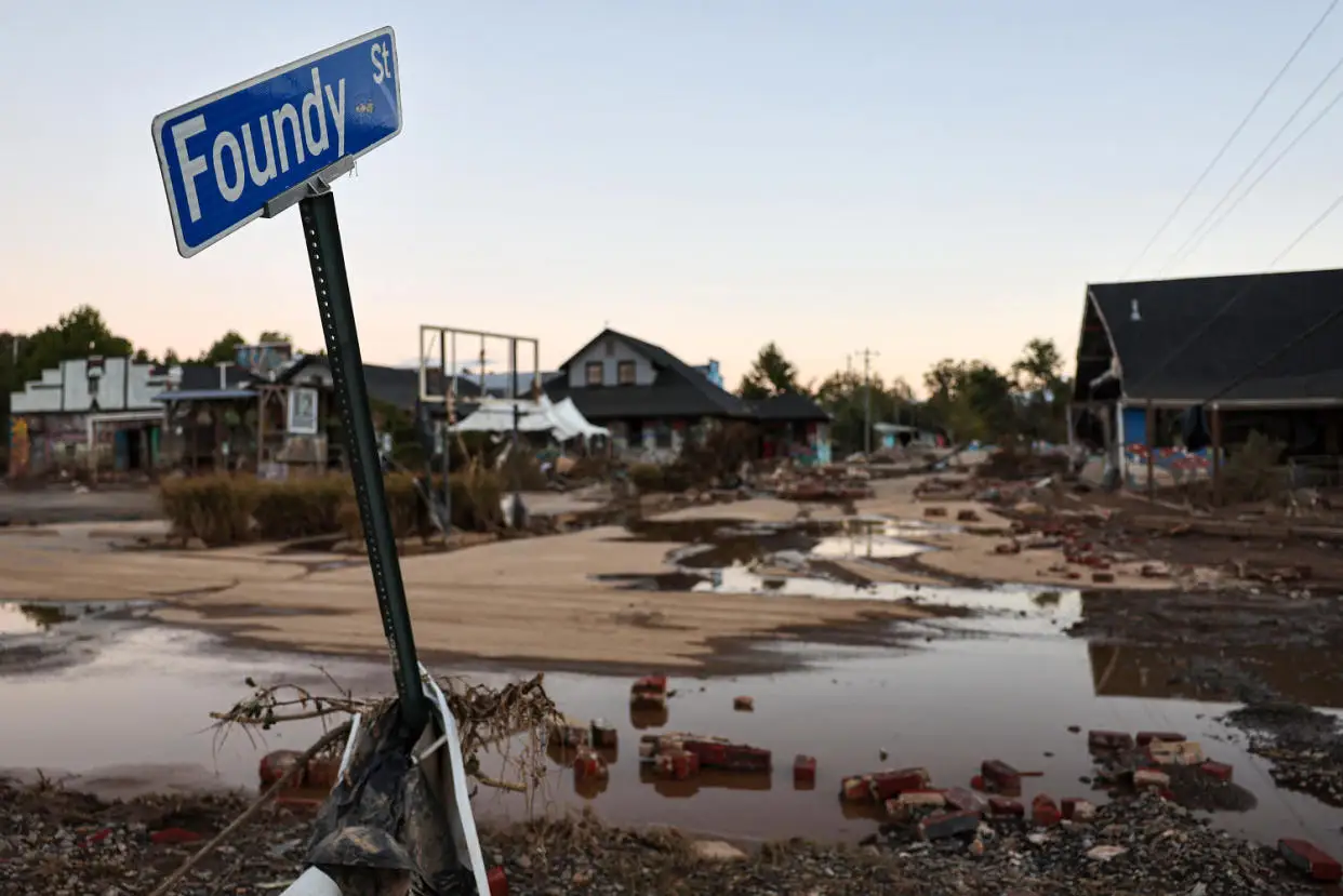 Debris covers the River Arts District. (Mario Tama / Getty Images)