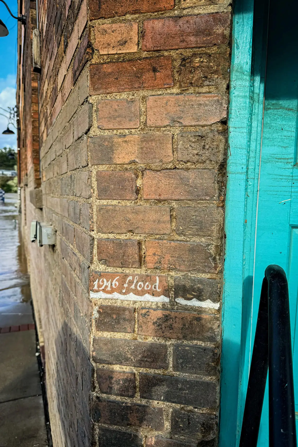 A photo with marks of the 1916 flood. (Courtesy Nadine Charlsen)