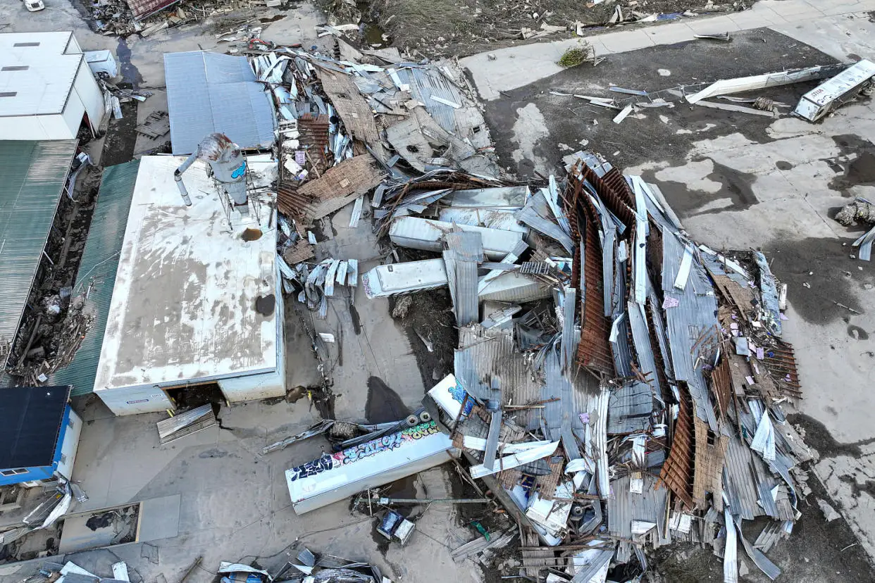 Debris covers the River Arts District. (Mario Tama / Getty Images)