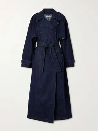 Double-Breasted Denim Trench Coat