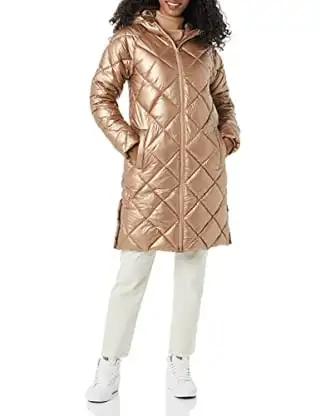 Women's Diamond Quilted Knee Length Coat