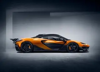 In race mode, the McLaren W1 lowers its suspension and the rear wing extends the length of the car by 30cm