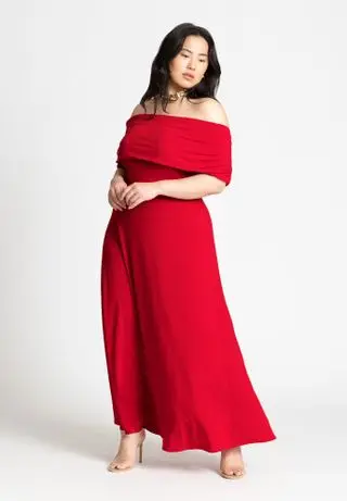 ELOQUII, Off the Shoulder Maxi Dress