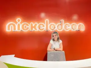 UConn alum Emilia Kwasniak at her job at Nickelodeon. 