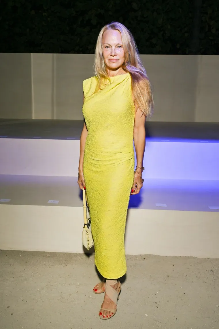 Pamela Anderson at the Isabel Marant womenswear spring/summer 2024 show as part of Paris Fashion Week on Sept. 28, 2023.