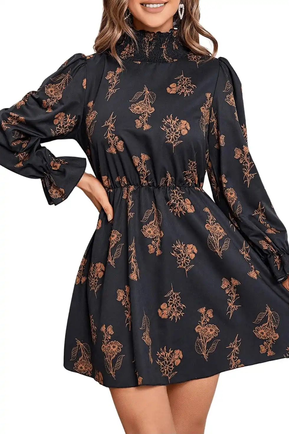 Women's Mock Neck Floral Dress