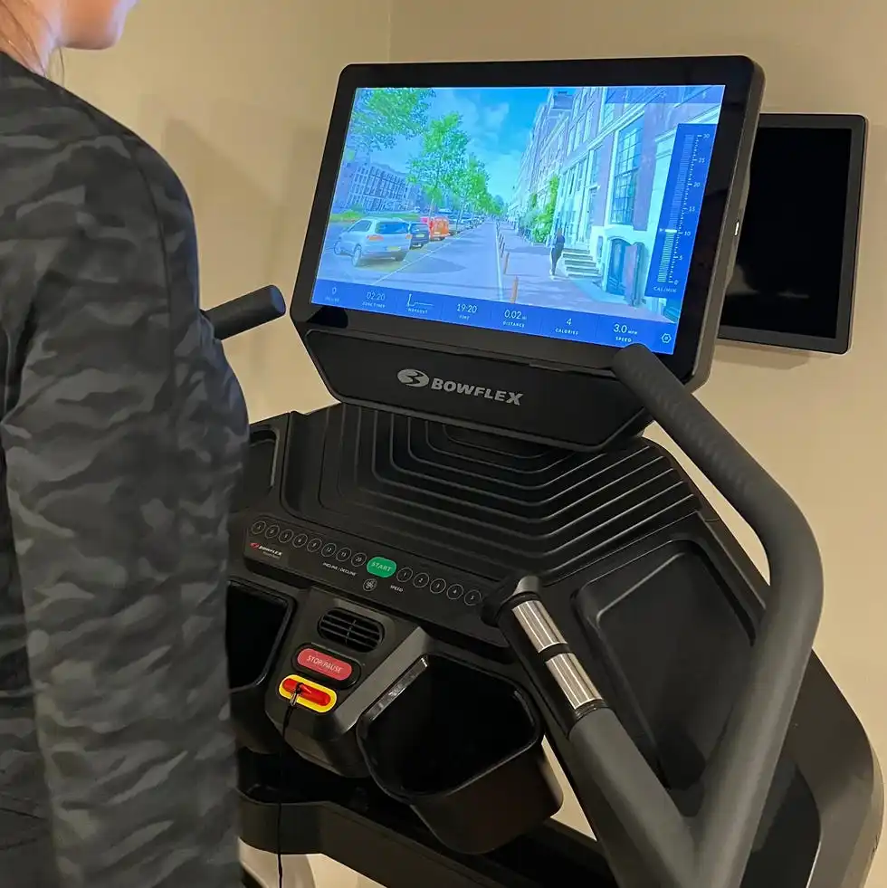 sassos testing the bowflex treadmill 22 in her home