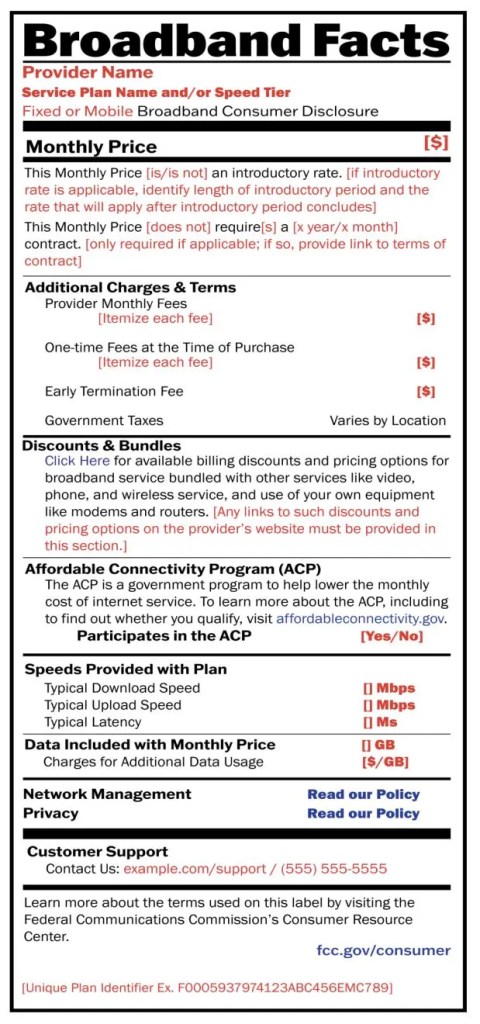 Your ISP Now Requires A Broadband ‘Nutrition Label’ To Clearly Show You You’re Being Ripped Off