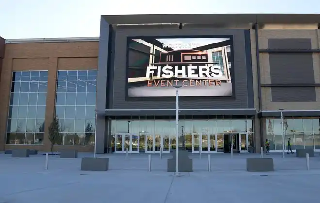 Construction continues Thursday, Oct. 24, 2024, at Fishers Event Center in Fishers, Ind. The new venue opens next month and will feature sporting and entertainment events.