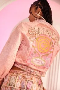 Wicked Movie Collaborations From Brands With Fashion, Makeup beauty accessories jewelry and shoes collections, Camilla x Wicked Glinda pink jacket