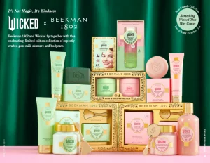 Beekman 1802 x 'Wicked' skincare collection, Wicked collaborations, green and pink skincare