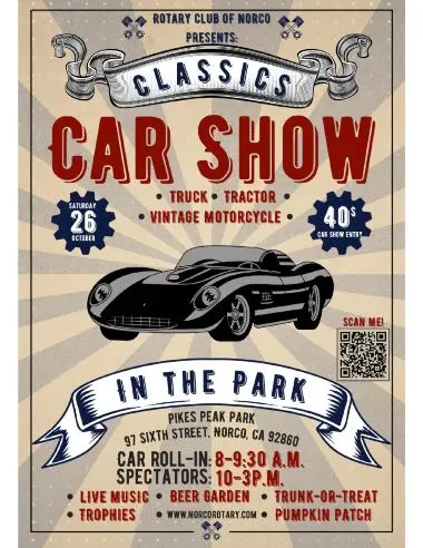 Norco Classics In The Park Car Show flyer 2024