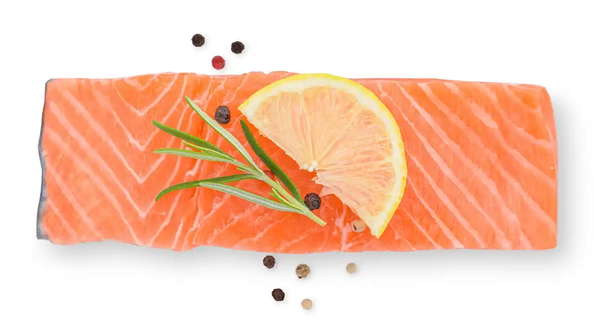 Salmon on white background