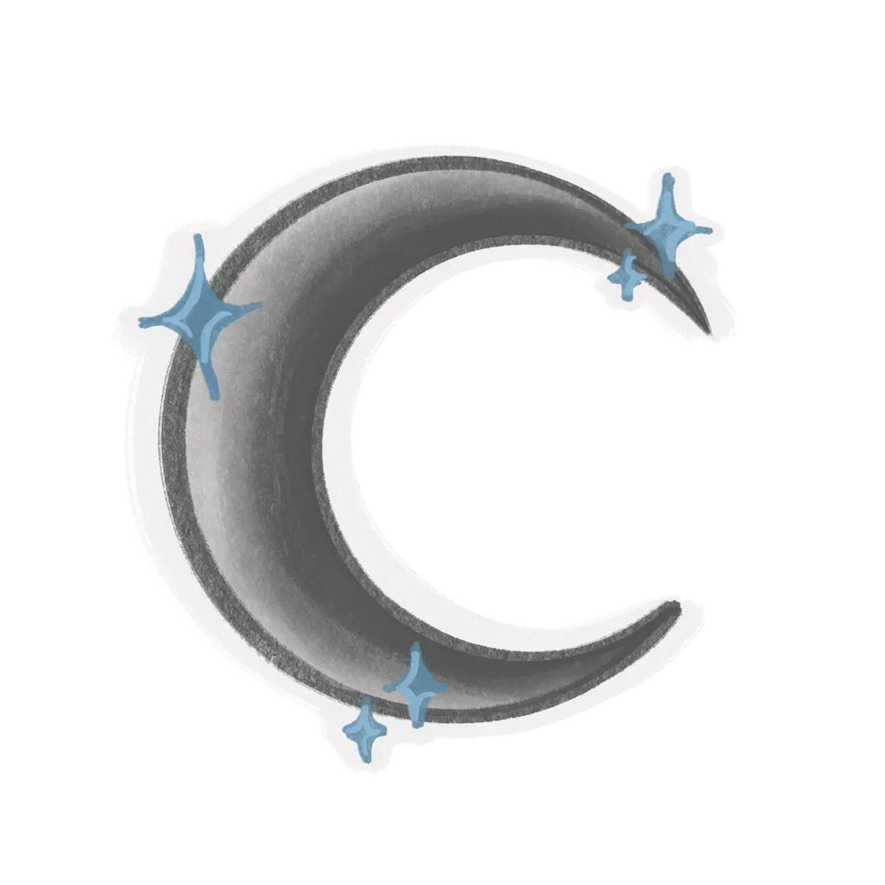 Illustration of a crescent moon