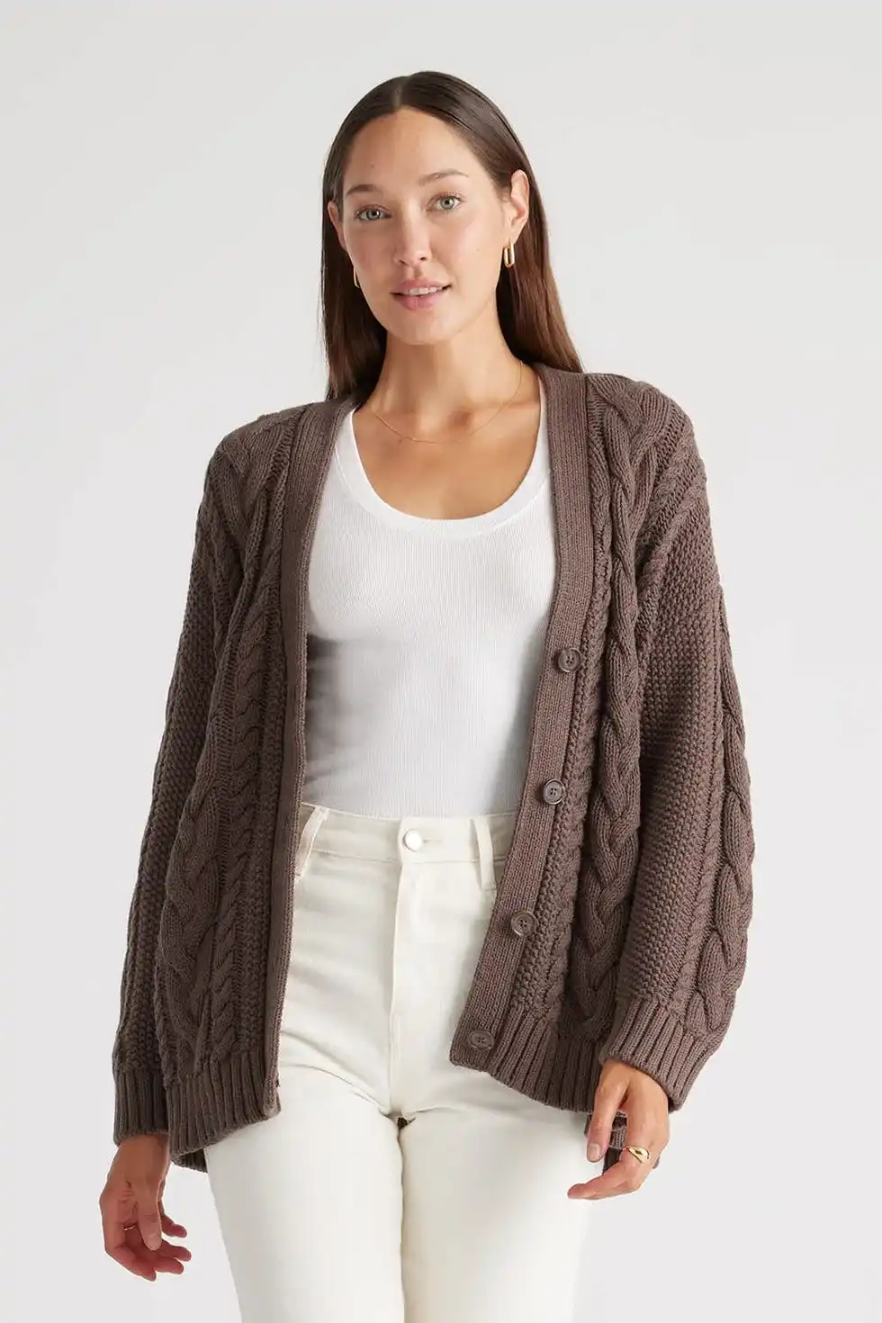 100% Organic Cotton Oversized Cable Cardigan