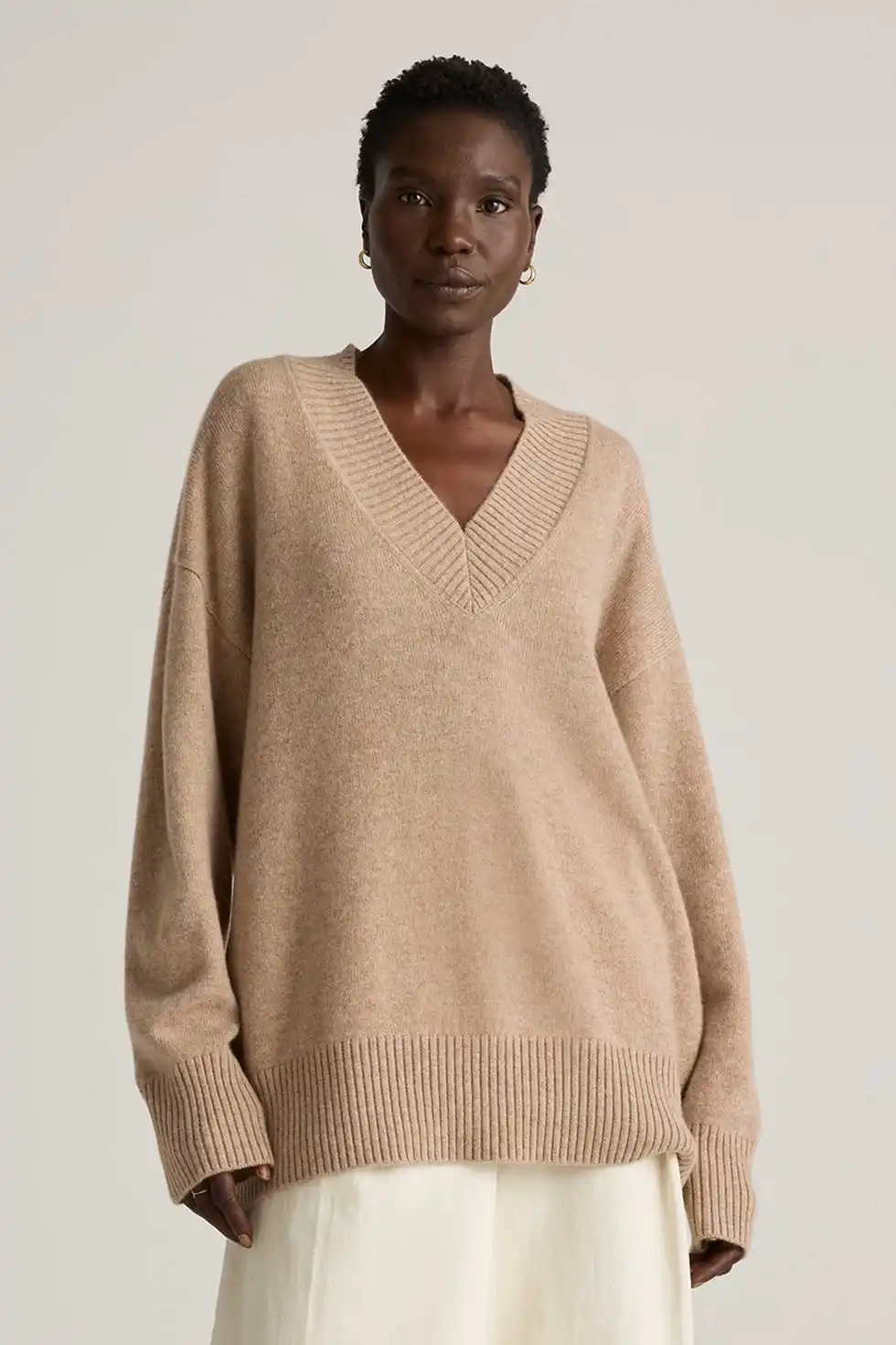 Mongolian Cashmere Oversized V-Neck Sweater