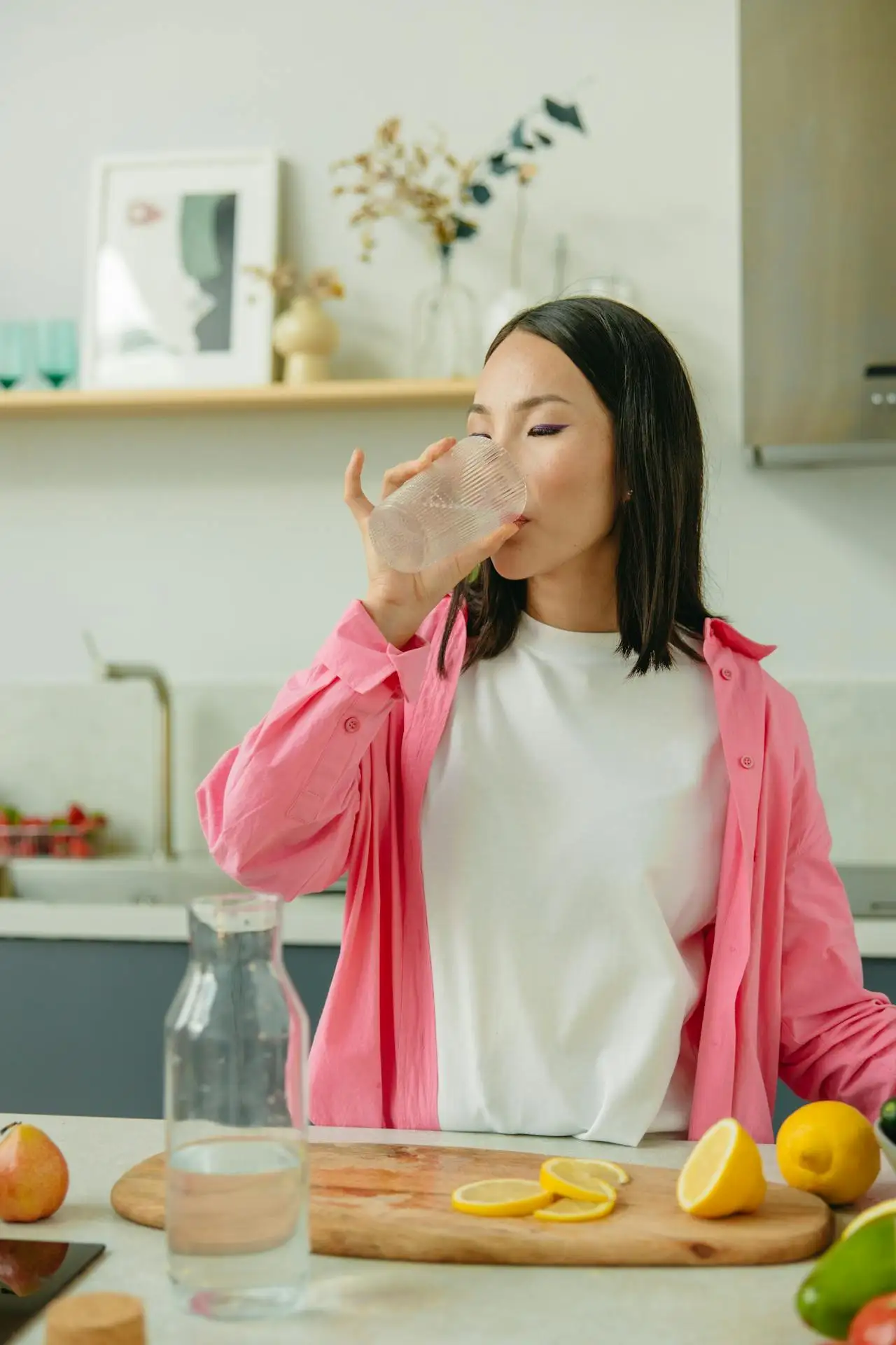 woman drinking water