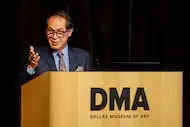 Dallas Museum of Art director Agustín Arteaga speaks during the opening ceremony for the...