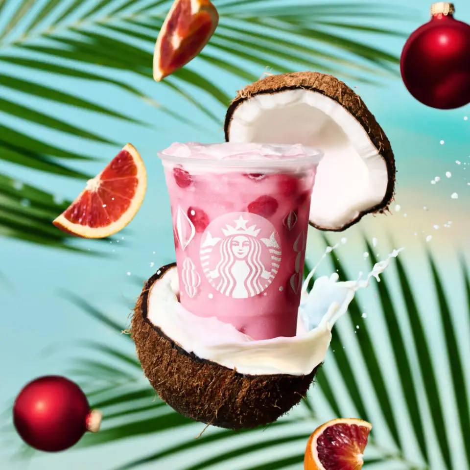 This Cran-Merry Drink is made with a mix of juice and coconut milk.