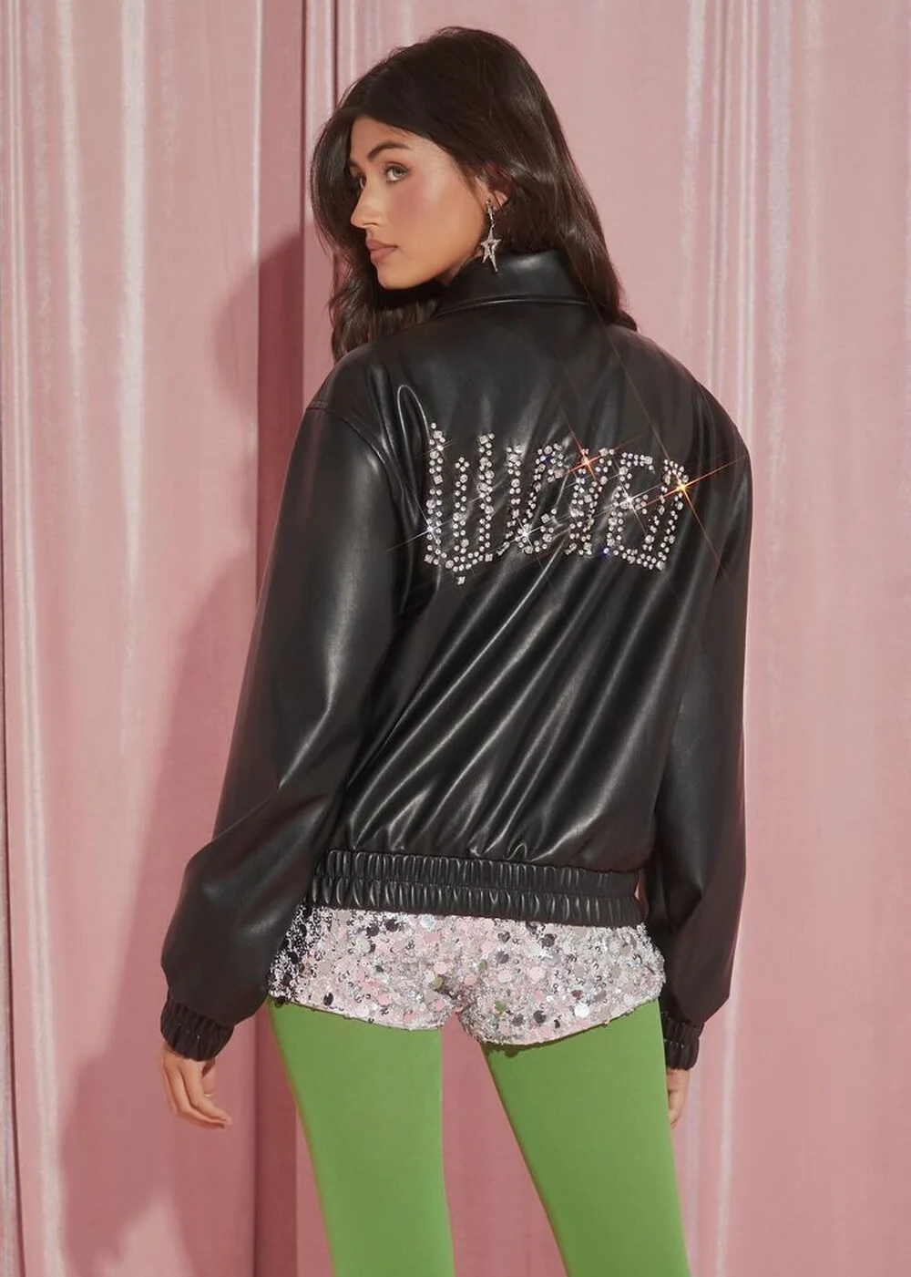 Forever 21 Wicked Rhinestone Faux Leather Jacket