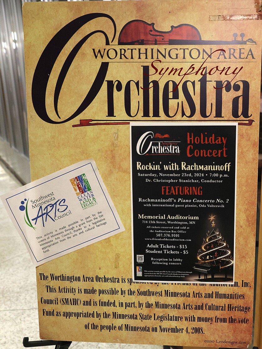 Worthington Area Symphony Orchestra is Rockin’ with Rachmaninoff Nov. 23