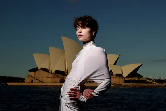 A model posing at the The Bec + Bridge show staged at Sydney’s Overseas Passenger Terminal, in May as part of Australian Fashion Week.