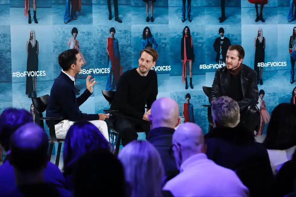 imran amed, daniel ervér and glenn martens onstage at bof voices 2024