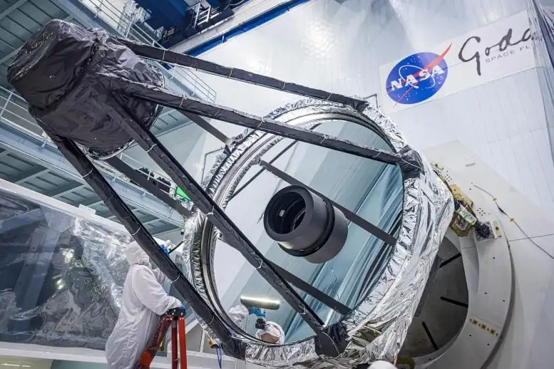 Bente Eegholm Inspects Roman Space Telescope Primary Mirror