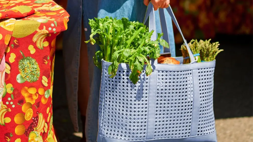 shopping bag filled with greens