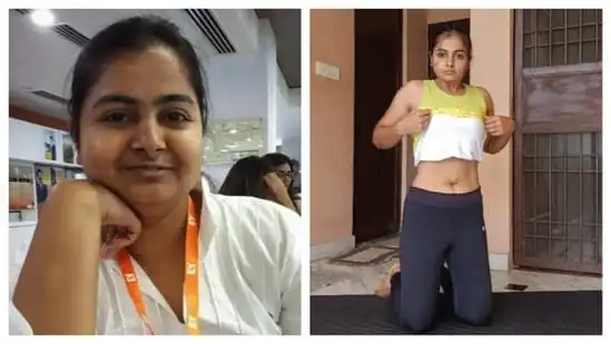 Sakshi Yadav shares her weight loss pictures on Instagram. (Instagram/Yogawali Ladki)