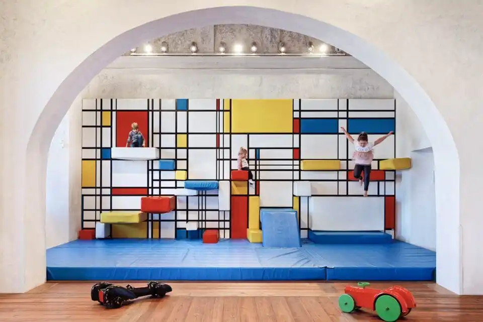 a piet Mondrian painting turned into a play area