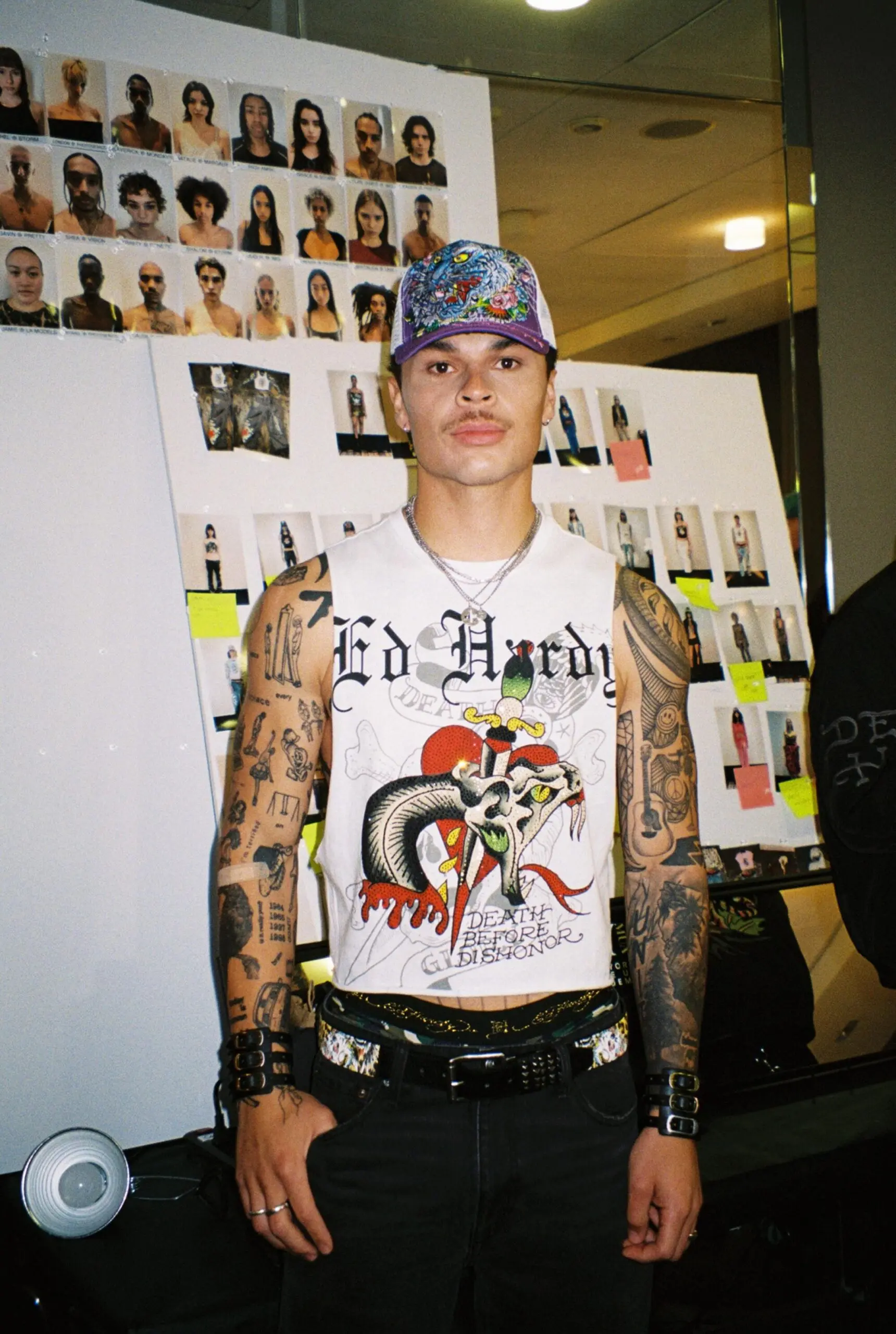 Backstage at Ed Hardy for LAFW.