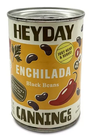 Can of Heyday Enchelada black beans