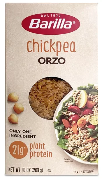 box of Barilla chickpea orzo