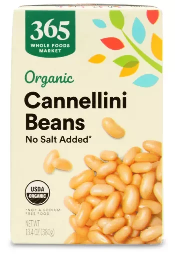 package of Whole Foods 365 Organic Cannellini Beans no salt added