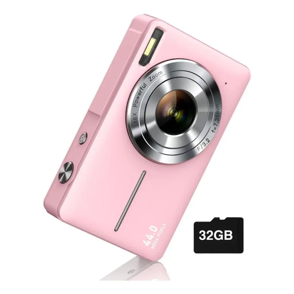 light pink digital camera