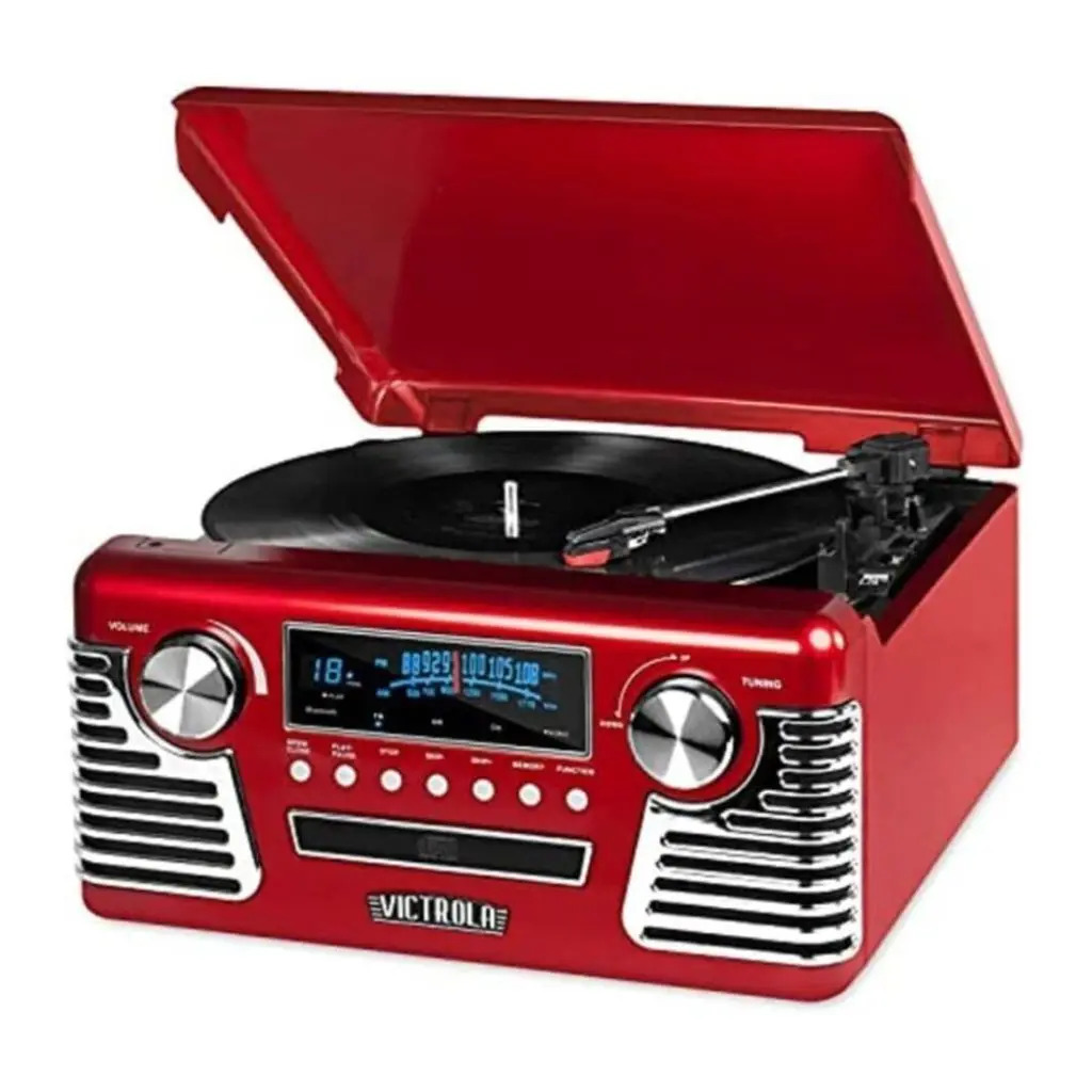 red retro turntable