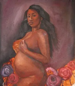 Oil painting of figure by Barton College Senior Andrea Hagans