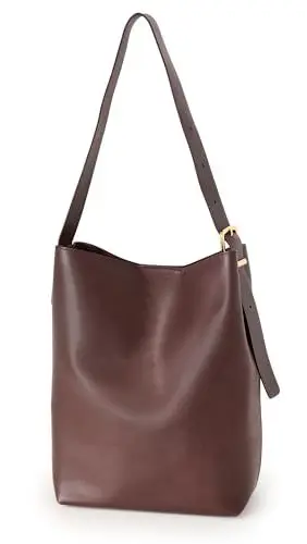 Madewell Women's the Essential Bucket Tote in Leather, Chocolate Raisin Leather, Brown, One Size