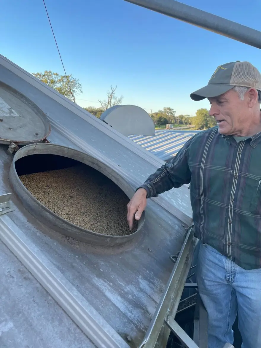 Donald Schexnayder says his farm produces more than 100,000 bushels of soybeans and 180,000 bushels of corn per year, much of which is shipped overseas.