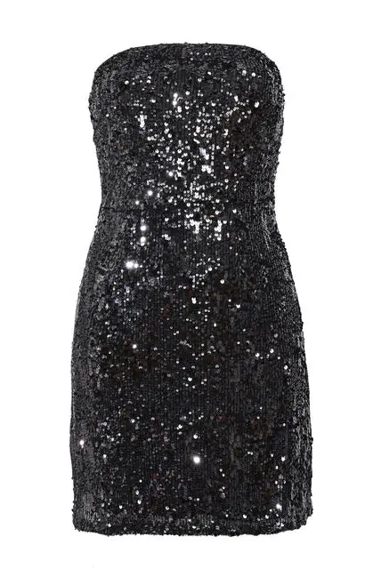 Black Sequinned Bandeau Mini Dress, £39.99, New Look